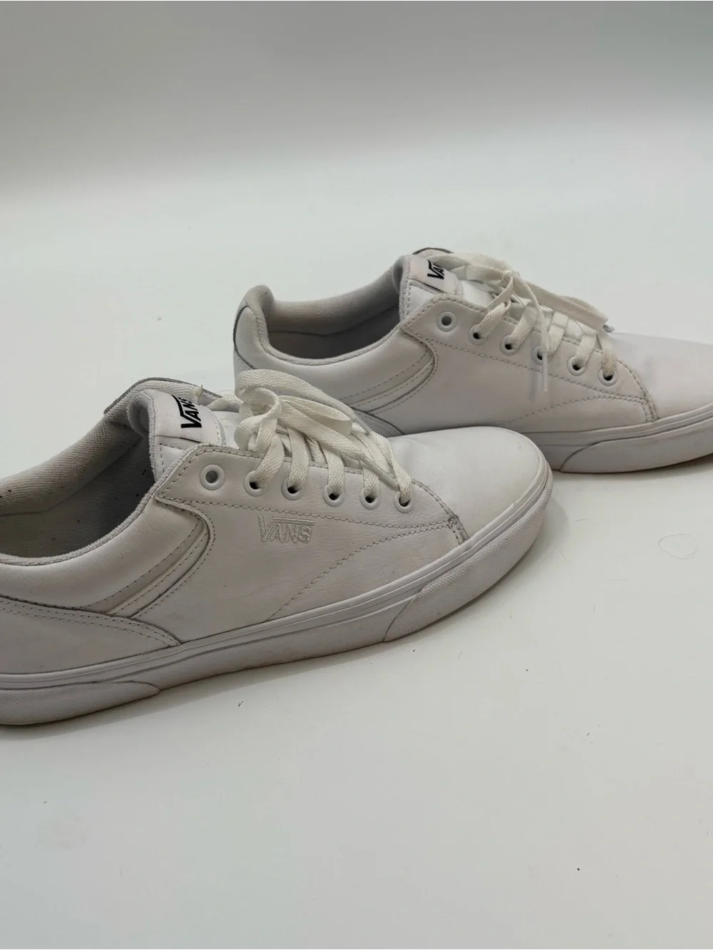 Vans White Low-Top Leather Sneakers